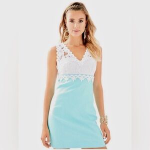 Lilly Pulitzer Sandi Dress Blue & White Shift Dress Sz 0 EUC